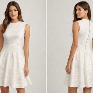 Ted Baker London Cream Textured Fit-and-Flare Dress